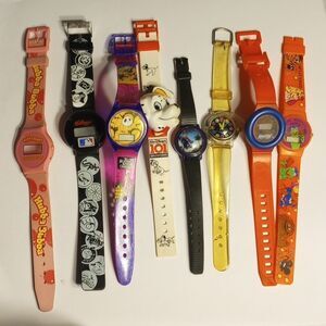 Group of Eight 1990's Kid's Watches Disney/Muppets/Kool-Aid